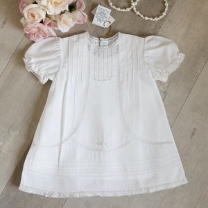 White Heirloom Dress and Slip Vintage Style Feltman Brothers Embroidery Lace NWT